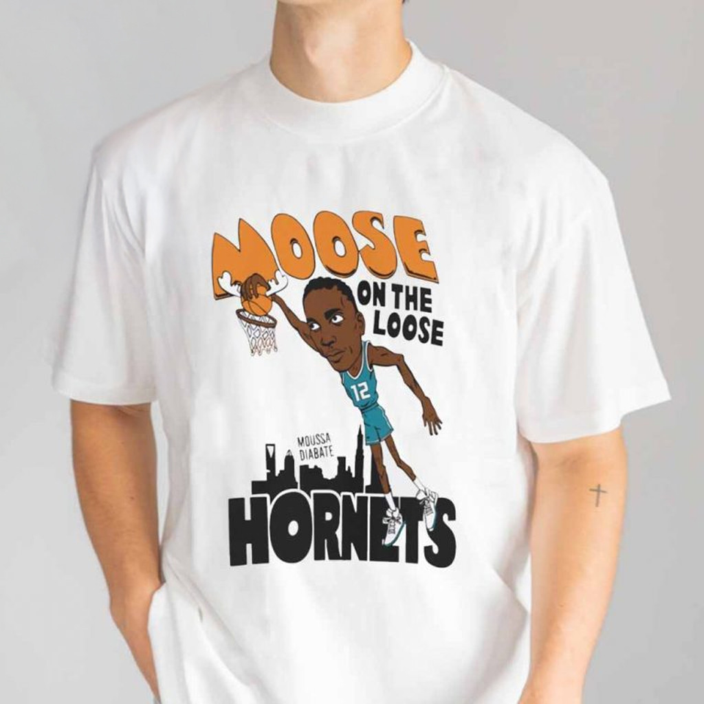 Moose On The Loose Hornets Moussa Diabate T-Shirt Basketball Fan Gift Ideas-1
