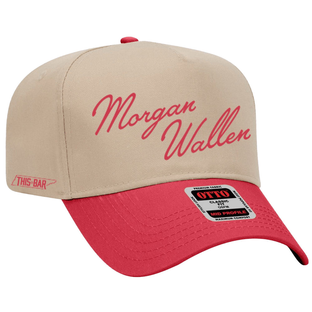 Morgan Wallen Hat Morgan Wallen Khaki Red Cursive Hat Awesome Father's Day Gifts Gifts For Fans-1 Morgan Wallen Hat Morgan Wallen Khaki Red Cursive Hat Awesome Father's Day Gifts Gifts For Fans-1