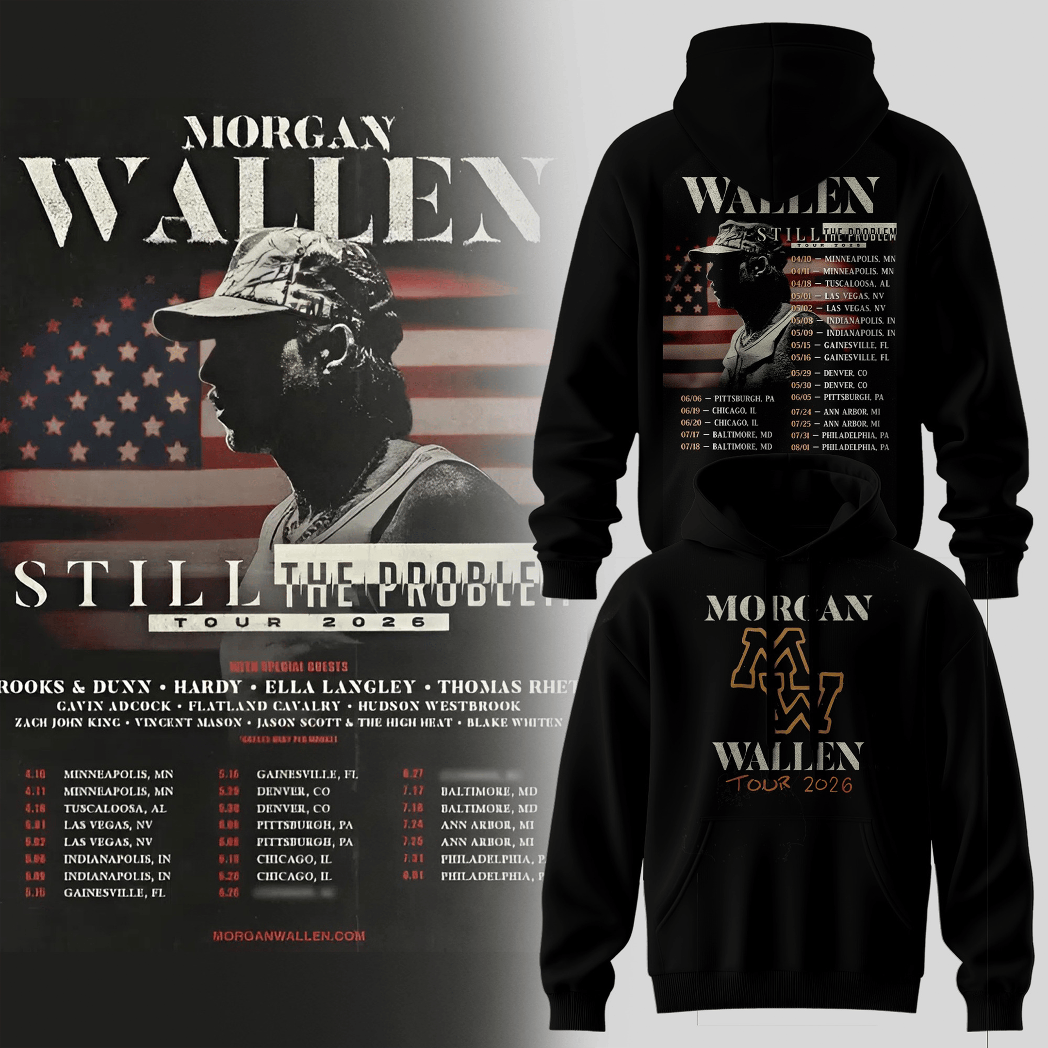 Morgan Wallen Still The Problem Tour 2026 Hoodie Morgan Wallen Concert Hoodie Music Fans Gifts-1