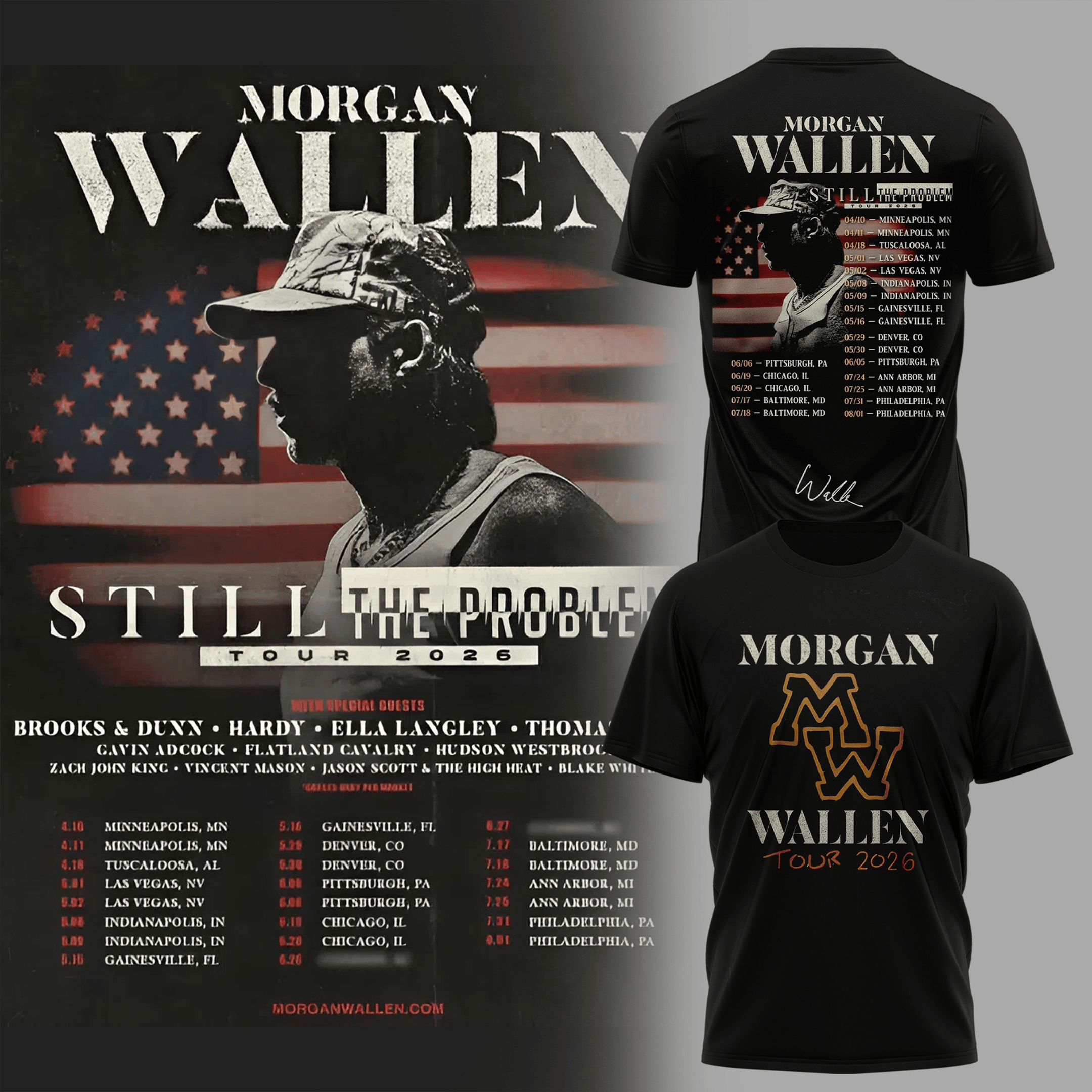 Morgan Wallen Still The Problem Tour 2026 T-Shirt Concert Clothing Morgan Wallen Tour Gifts-1