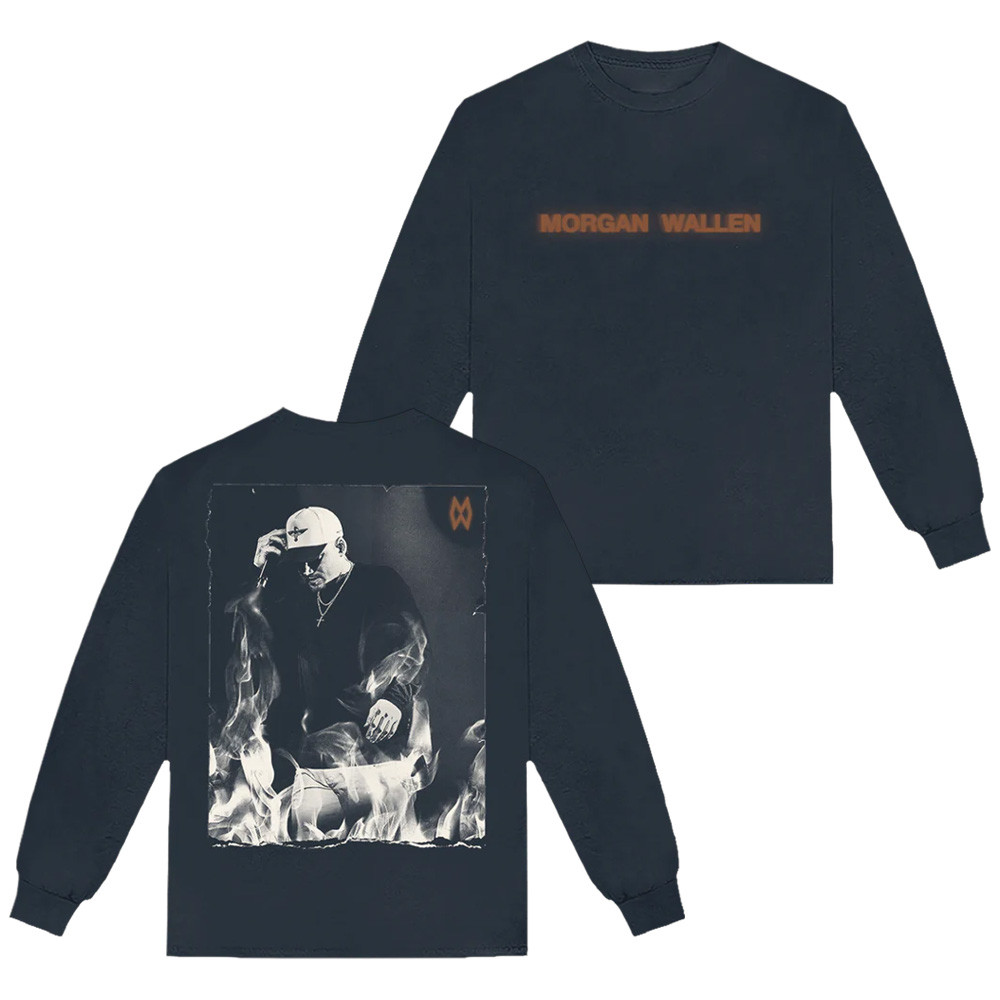 Morgan Wallen Tour 2025 Merch Sweatshirt Flames Live Photo Wallen Concert Fan Gifts-1