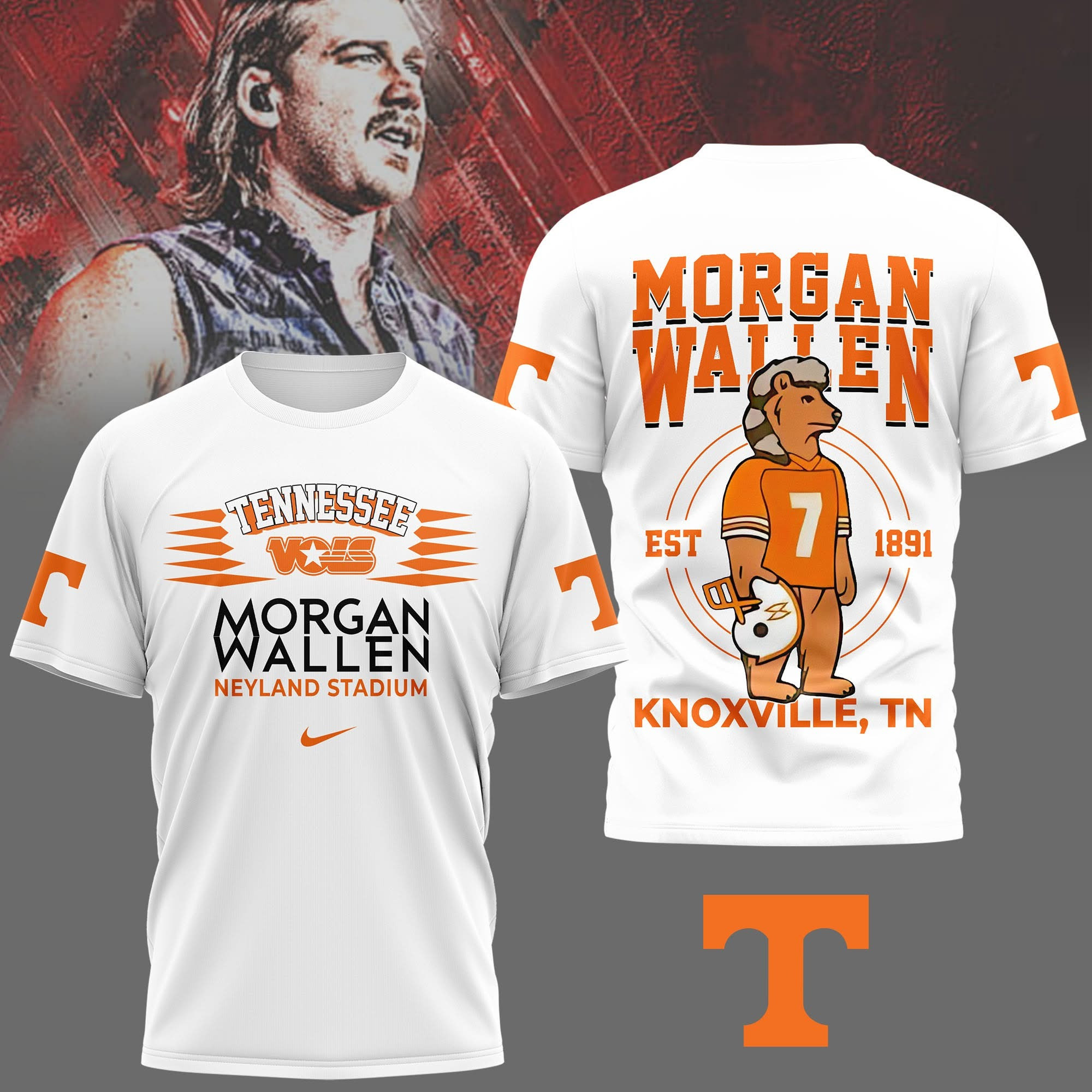 Morgan Wallen x Tennessee Vols T-Shirt Neyland Stadium Morgan Wallen Tour Fan Merch-1