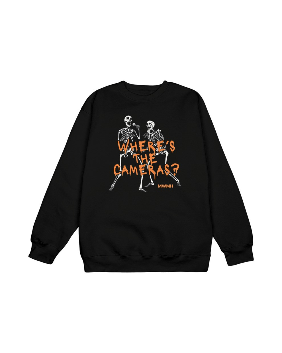 Murder With My Husband Merch Sweatshirt Skeleton Where's The Cameras MWMH Crewneck-1