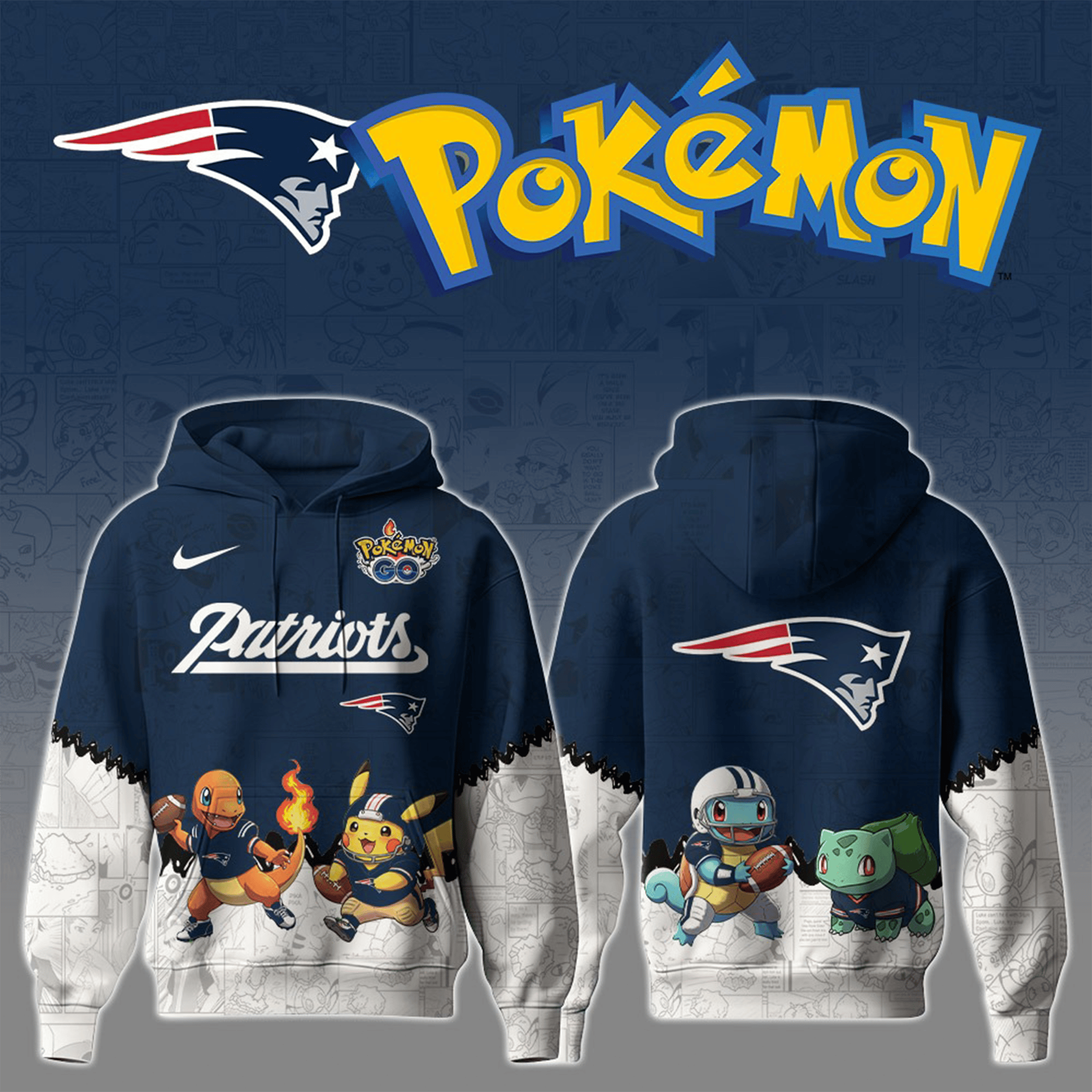 NE Patriots X Pokemon Hoodie Special Pokemon Limited Edition Hoodie NE Patriots Gifts Idea-1