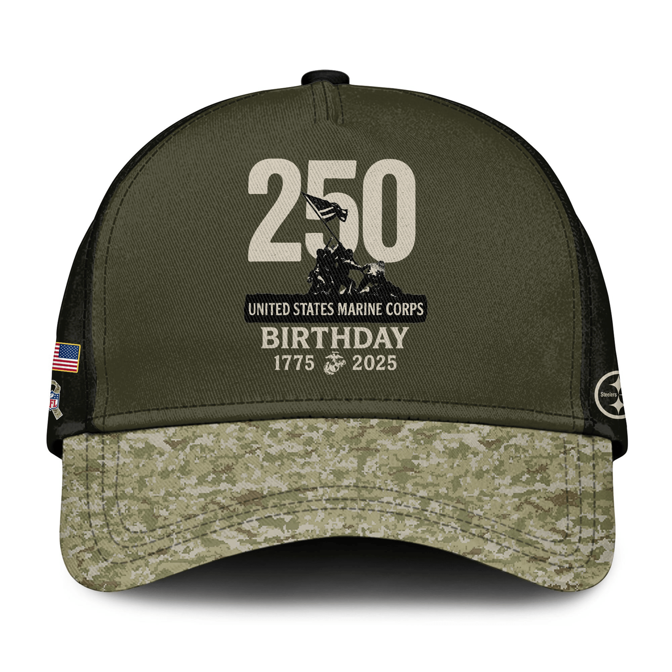 NFL X USMC 250Th Birthday Camo Hat Pittsburgh Steelers X USMC Cap Steelers Football Gifts-1