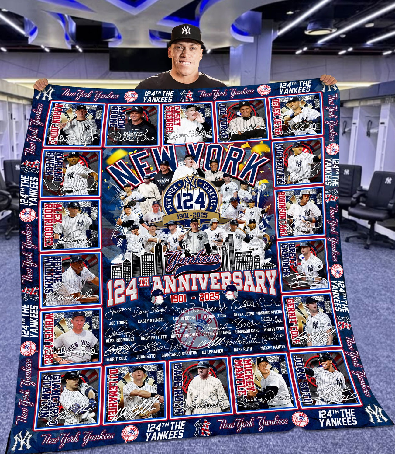 NY Yankees 124th Anniversary 1901-2025 Fleece Blanket Merch Best Gifts For Yankees Fans-1 NY Yankees 124th Anniversary 1901-2025 Fleece Blanket Merch Best Gifts For Yankees Fans-1