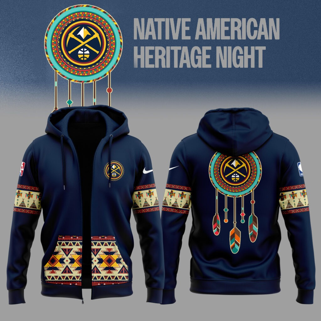 Native American Heritage Night Denver Nuggets Zip Hoodie Basketball Fan Merch Gift Ideas-1