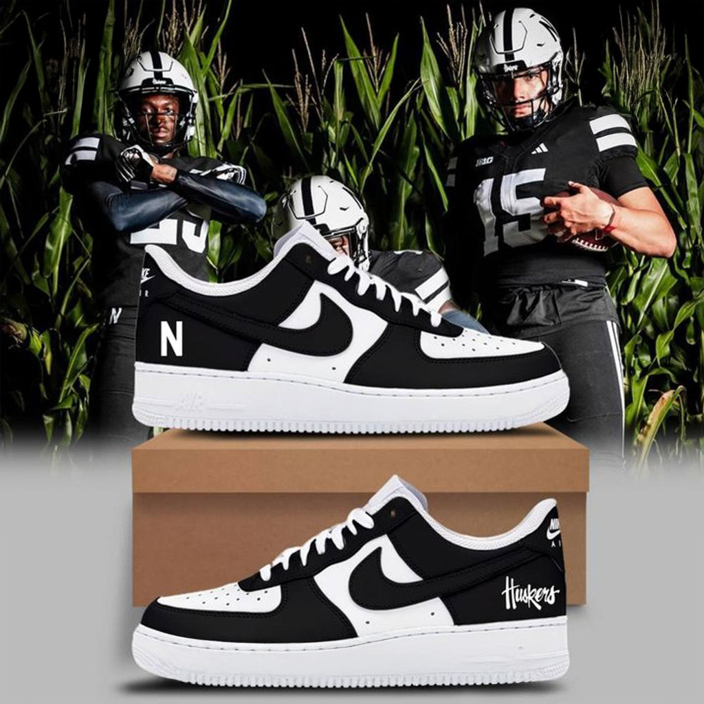 Nebraska Cornhuskers Dark Mode Special Air Force 1 Sneaker Cornhuskers Merch Gifts For Dad-1