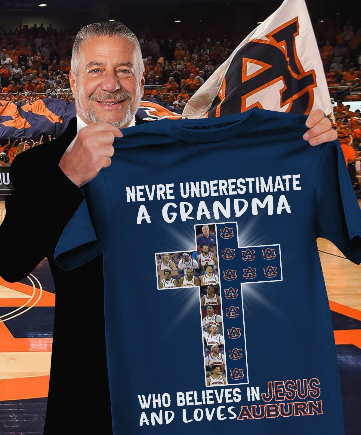 Never Underestimate A Grandma Who Loves Auburn Shirt For Grandma Basketball Fans Gifts-1