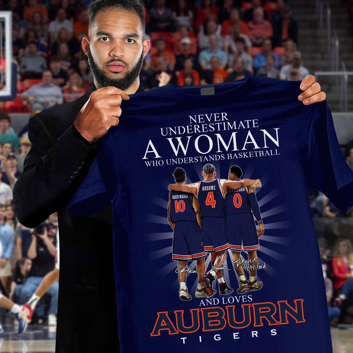 Never Underestimate A Woman Who Loves Auburn Tigers Shirt Basketball Fan Gifts For Her-1