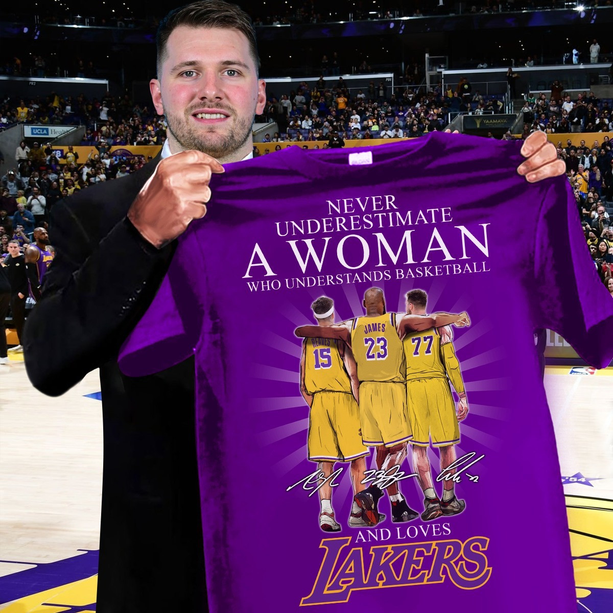 Never Underestimate A Woman Who Loves Los Angeles Lakers Shirt Basketball Gifts For Her-1