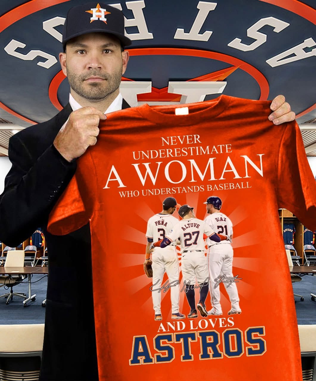 Never Underestimate Woman Loves Astros T-Shirt Baseball Astros Fan Gifts For Her-1