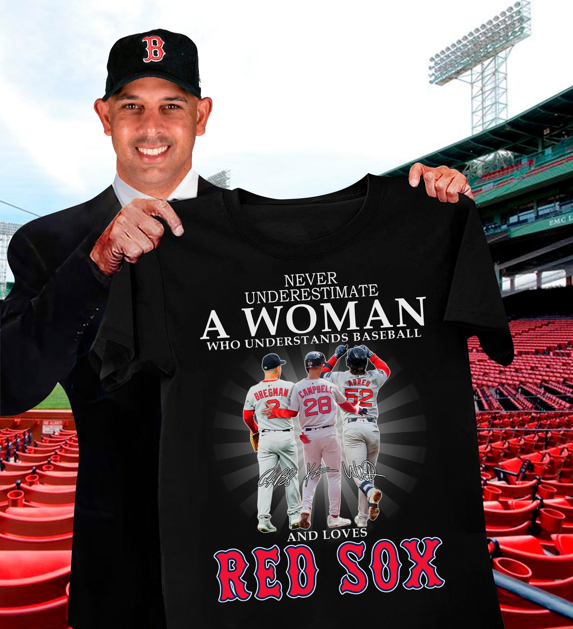 Never Underestimate Woman Loves Boston Red Sox T-Shirt Baseball Fan Gifts For Her-1