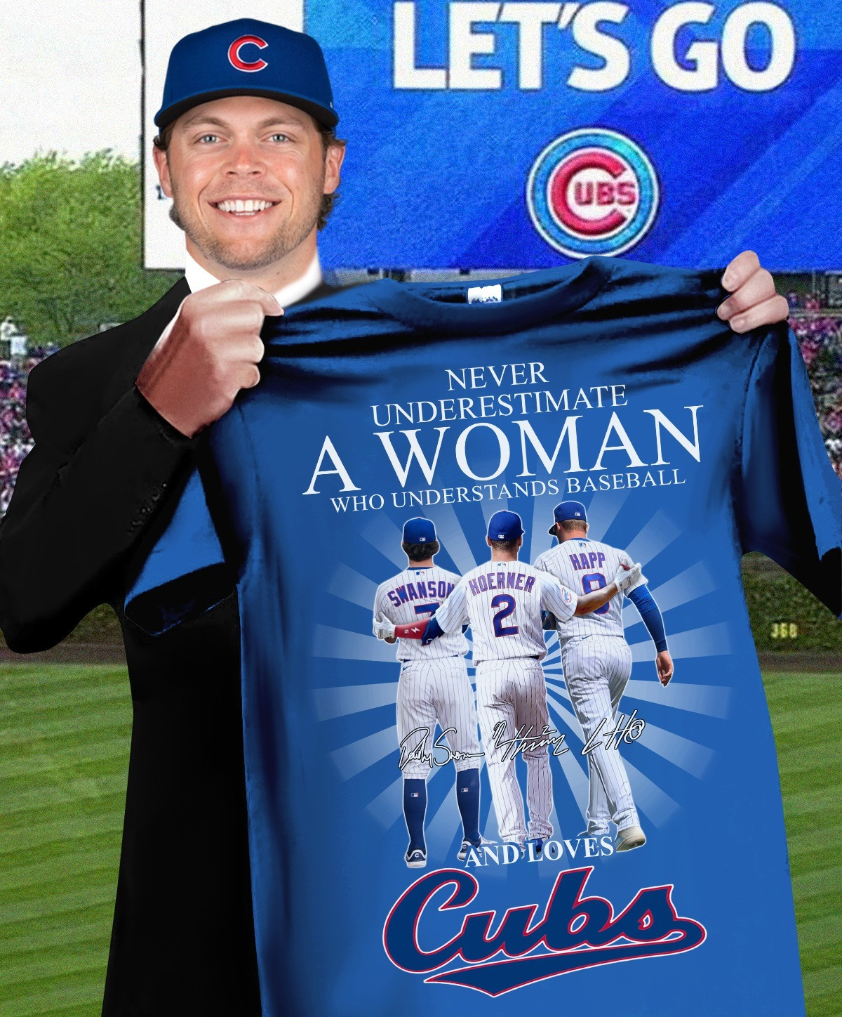 Never Underestimate Woman Loves Chicago Cubs T-Shirt Baseball Cubs Fan Gifts For Her-1