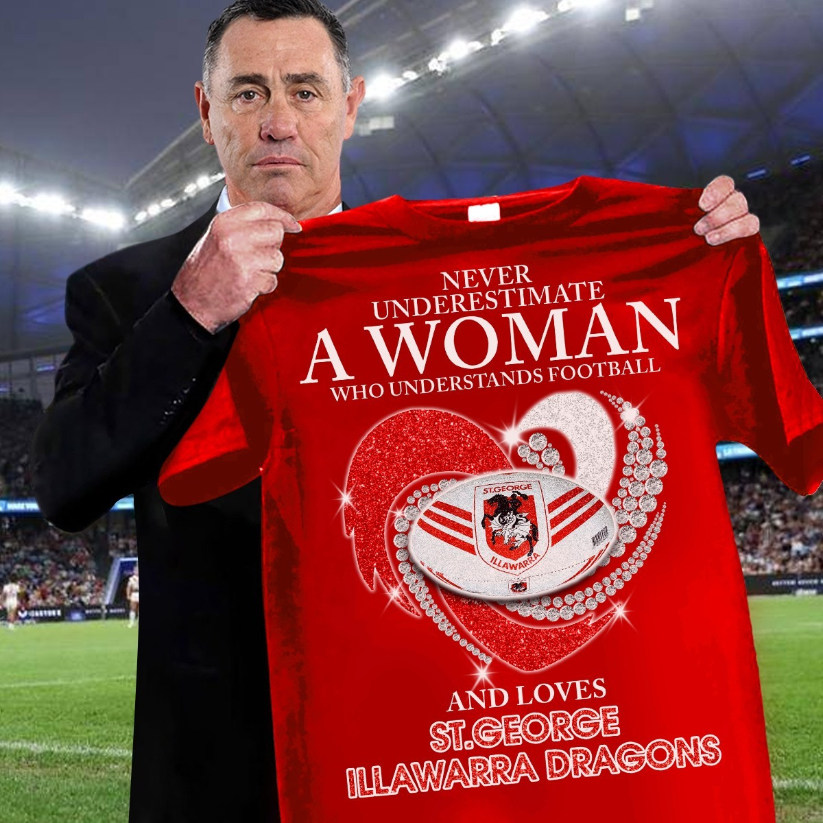 Never Underestimate Woman Loves St. George Illawarra Dragons T-Shirt Fan Gifts For Her-1