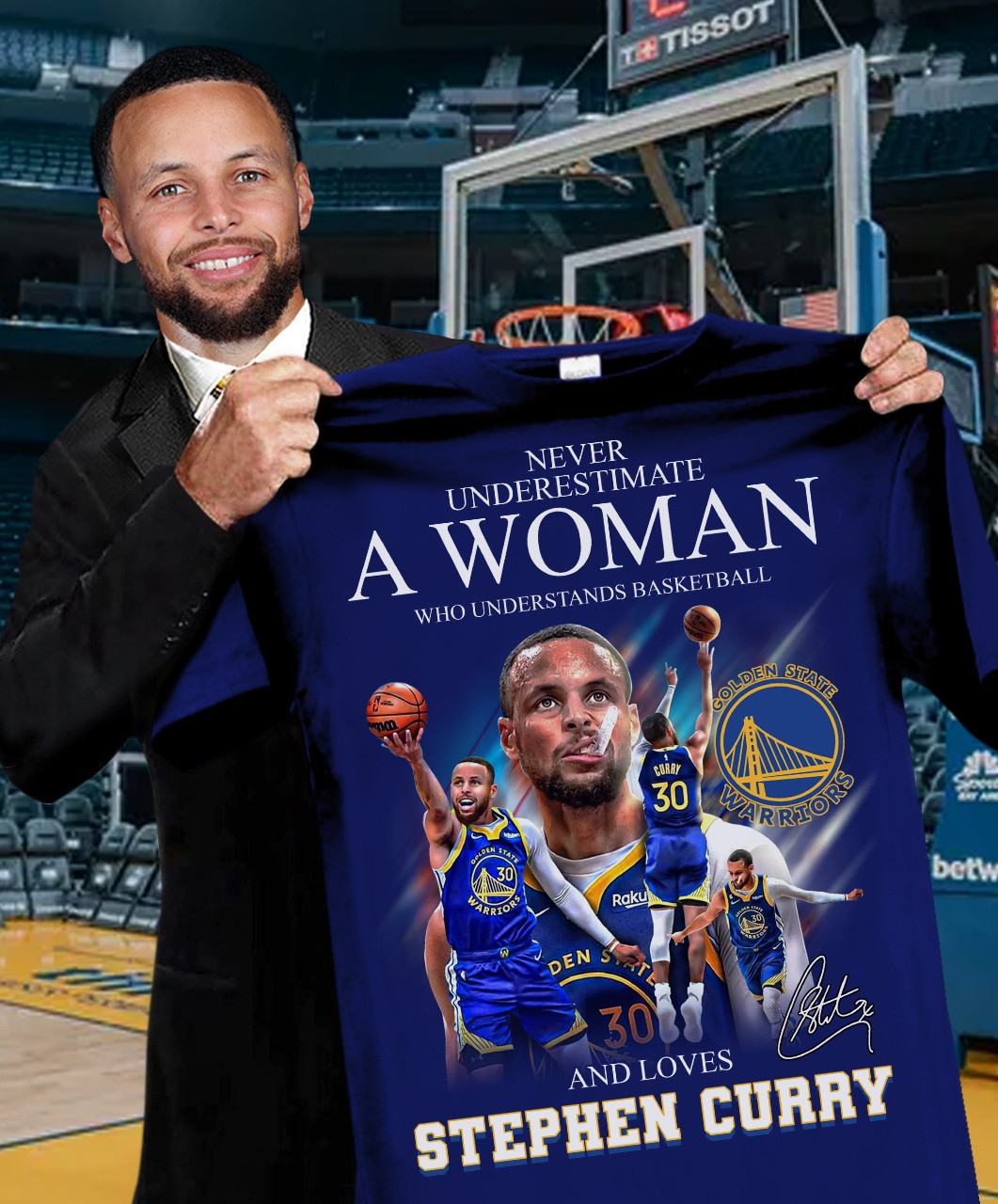 Never Underestimate Woman Loves Stephen Curry T-Shirt Basketball Fan Merch Gifts For Her-1