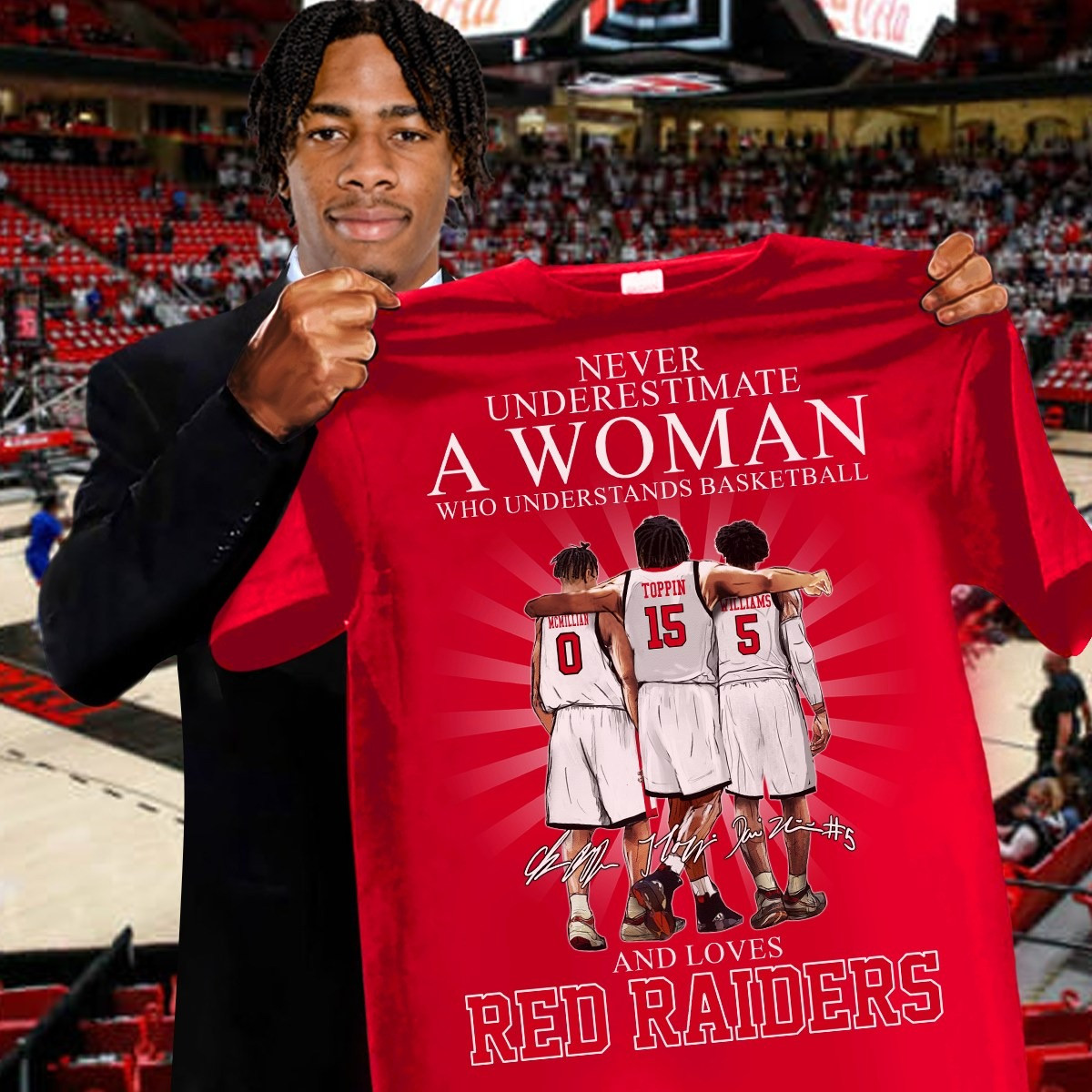 Never Underestimate Woman Loves Texas Tech Red Raiders T-Shirt Basketball Gifts For Her-1
