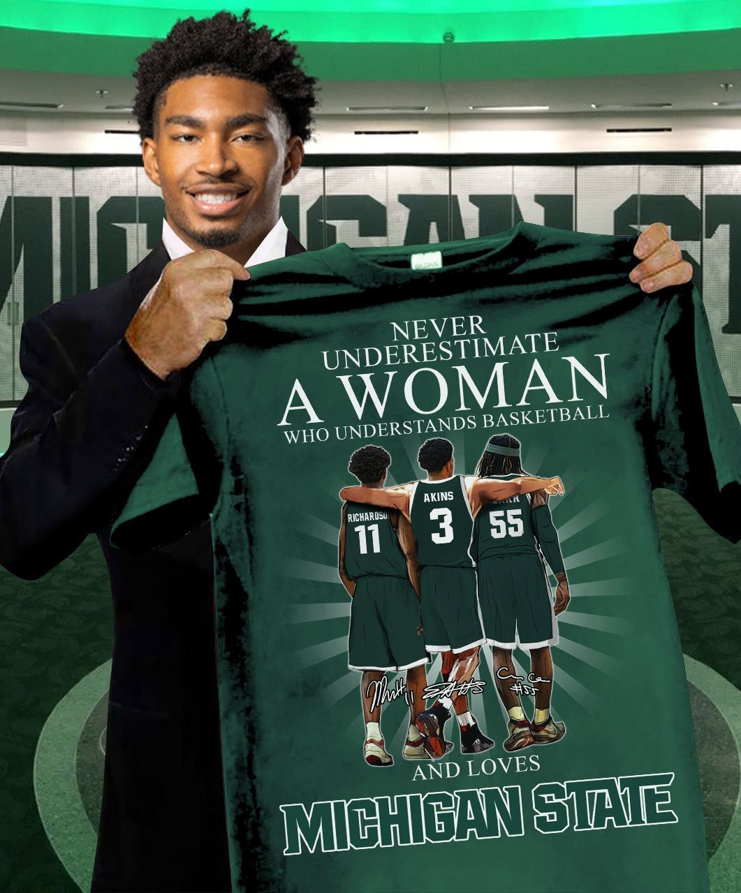 Never Underestimate Woman Who Loves Michigan State Shirt Basketball Spartans Gifts For Her-1
