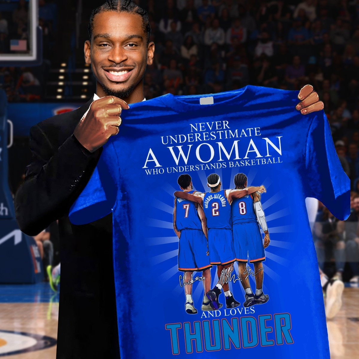 Never Underestimate Woman Who Loves OKC Thunder Shirt Basketball Fan Gifts For Her-1