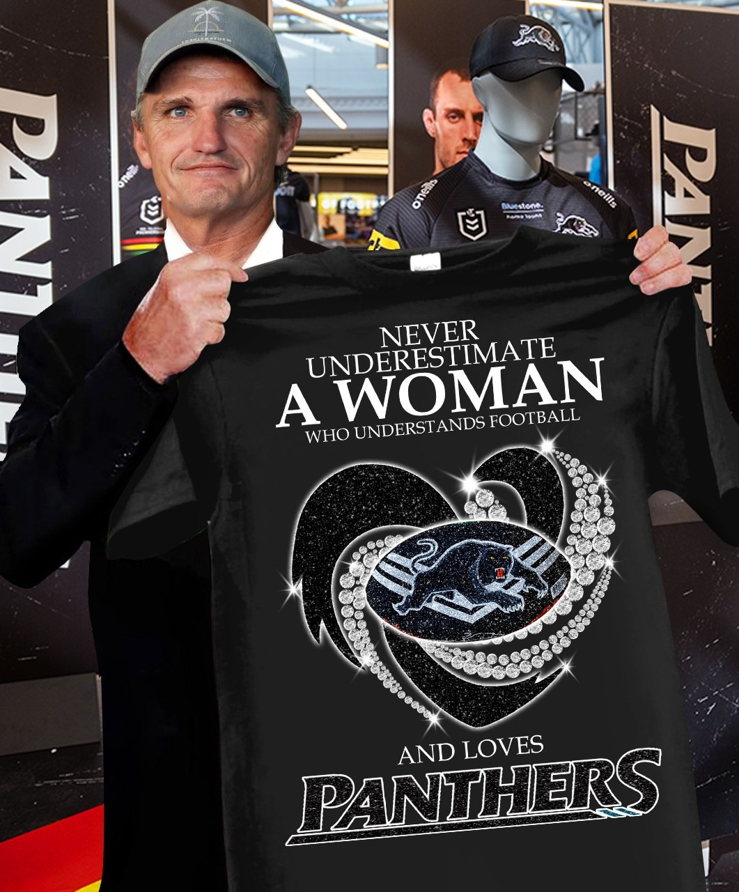 Never Underestimate Woman Who Loves Panthers Shirt Football Carolina Panthers Gifts For Her-1