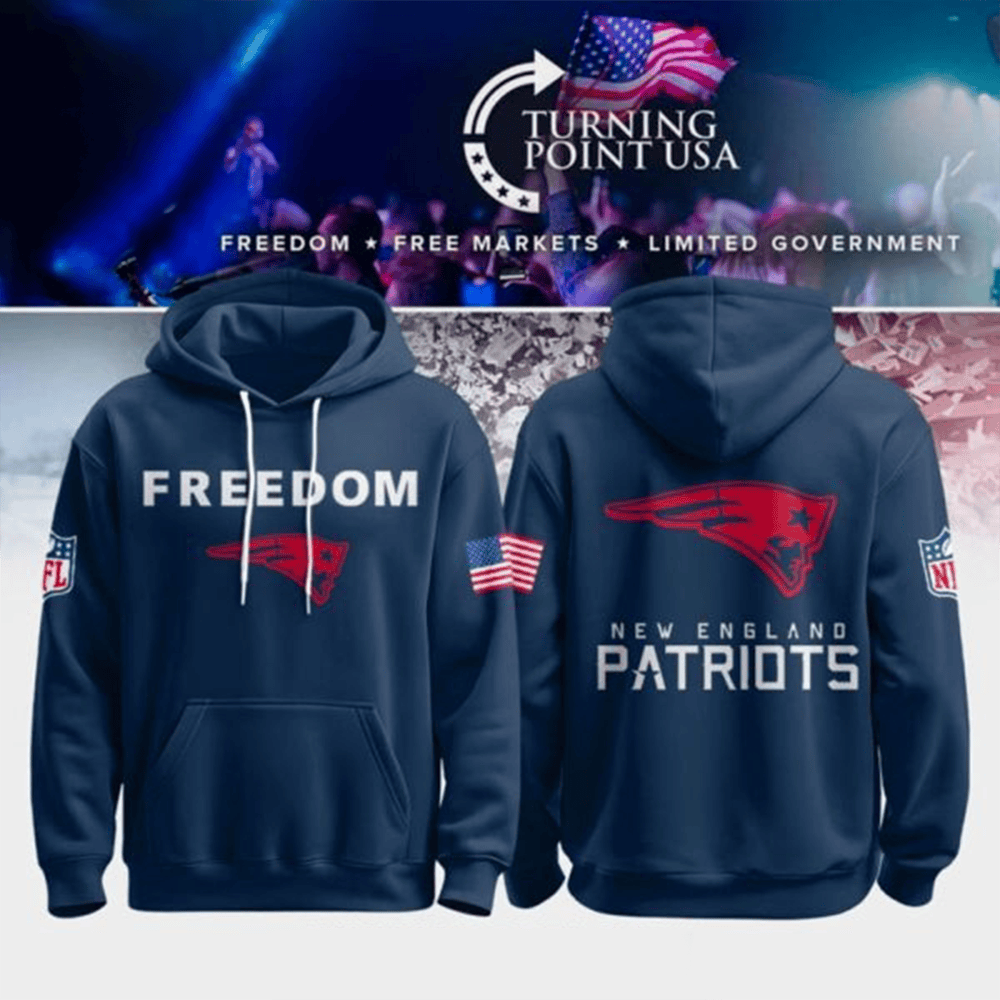 New England Patriots Freedom Turning Point USA Hoodie NFL Merch TPUSA Gifts For NE Patriot Gift-1