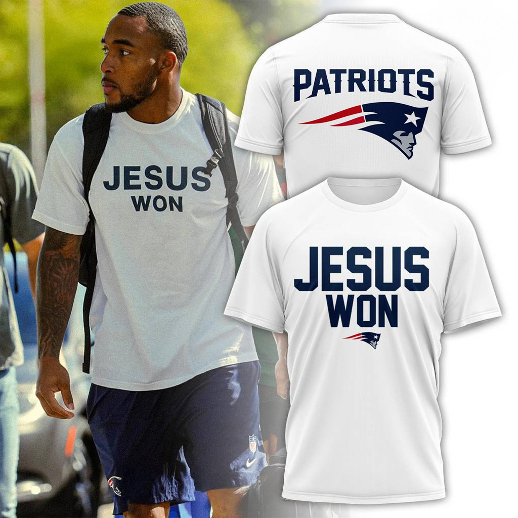 New England Patriots Jesus Won T-Shirt Patriots Merch Xmas Gifts For Dad-1