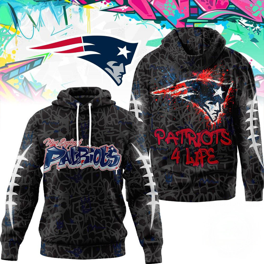 New England Patriots NFL Special Graffiti My Team 4 Life Hoodie Patriots Merch Christmas Gifts-1
