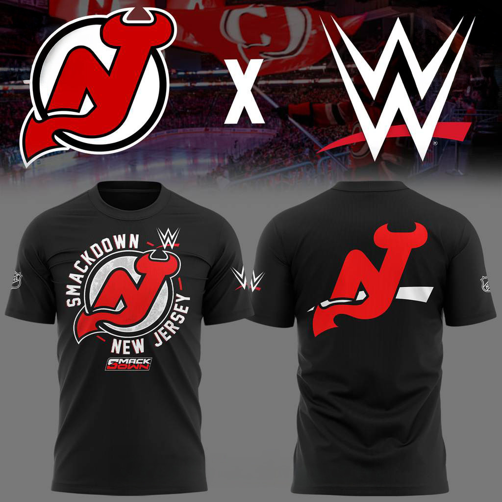 New Jersey Devils x WWE Special T-Shirt Devils Merch Presents For Hockey Fans-1 New Jersey Devils x WWE Special T-Shirt Devils Merch Presents For Hockey Fans-1