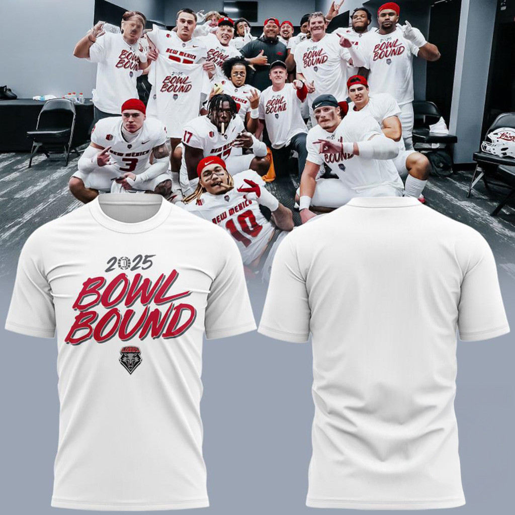 New Mexico Lobos Football BOWL BOUND 2025 Shirt Lobos Merch Christmas Gifts For Dad-1