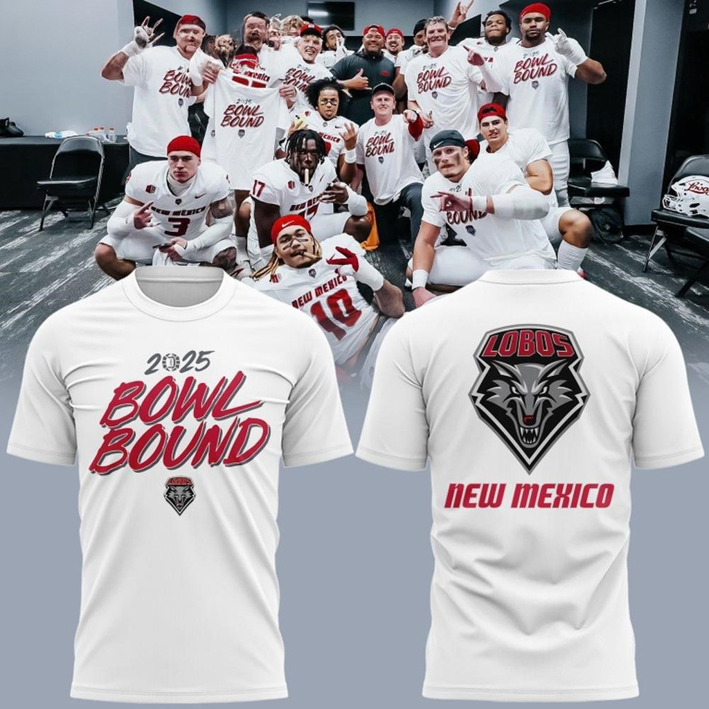New Mexico Lobos Football BOWL BOUND 2025 Shirt Lobos Merch Christmas Gifts For Father-1