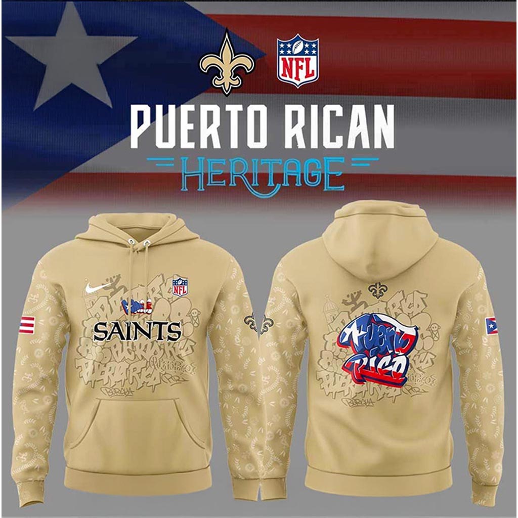 New Orleans Saints Puerto Rican Heritage Hoodie Saints Merch Football Themed Gifts For Men-1