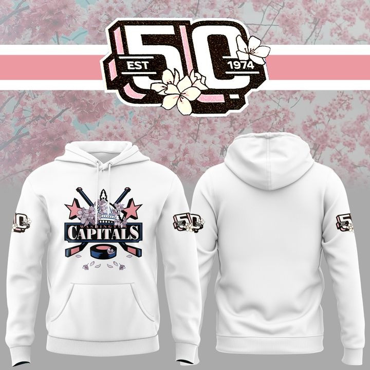 New Washington Capitals Blossom Hoodie 50Th Anniversary Hockey Fan Merch-1 New Washington Capitals Blossom Hoodie 50Th Anniversary Hockey Fan Merch-1