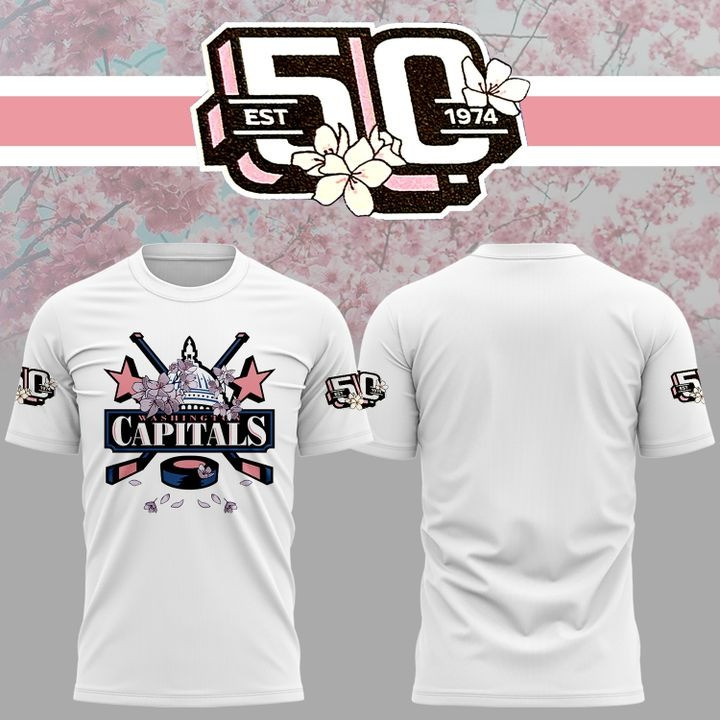 New Washington Capitals Cherry Blossom Shirt Apparel Hoodie 50Th Anniversary Hockey Fans-1