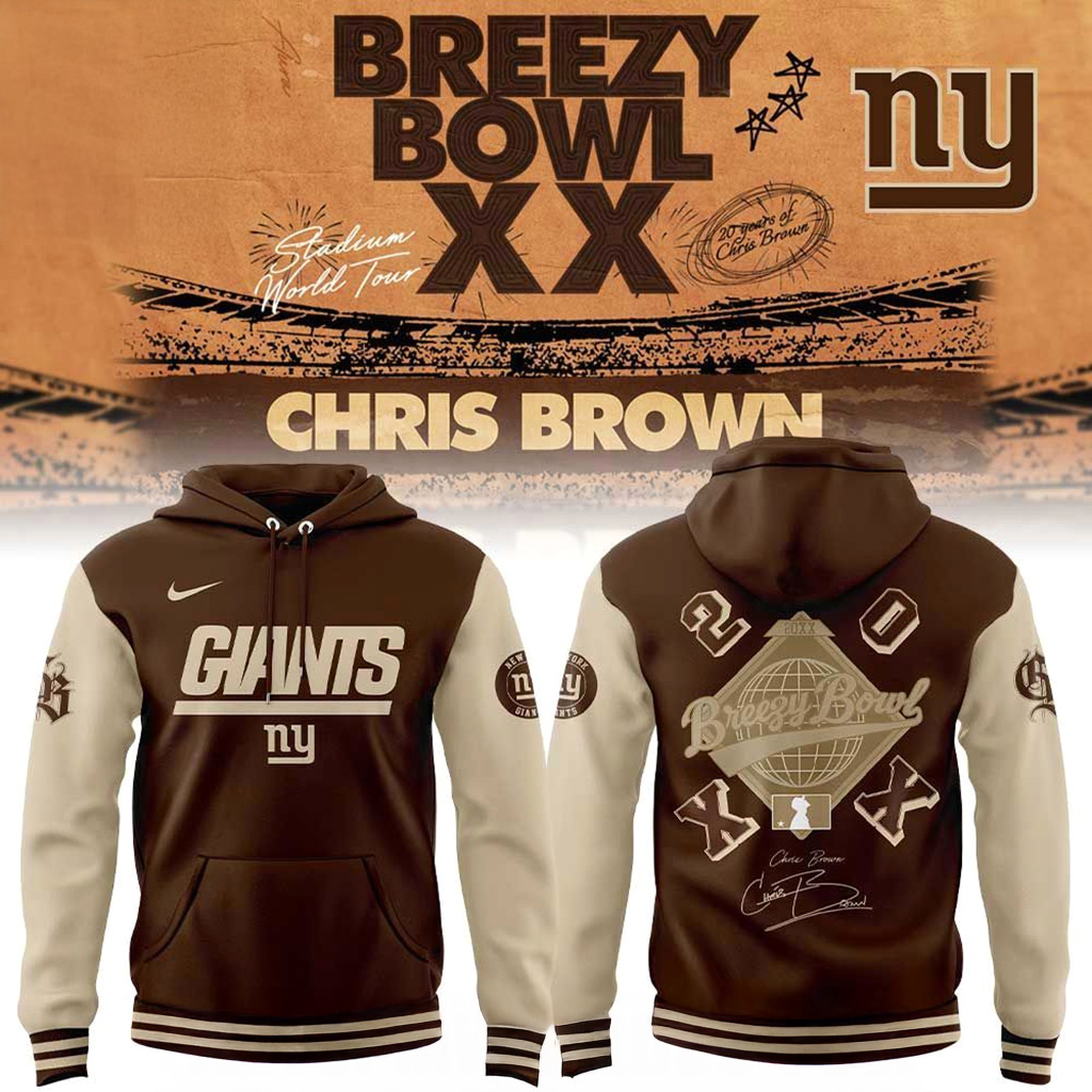 New York Giants Chris Brown Breezy Bowl X Signature Hoodie Giants Merch Gift For Fan-1