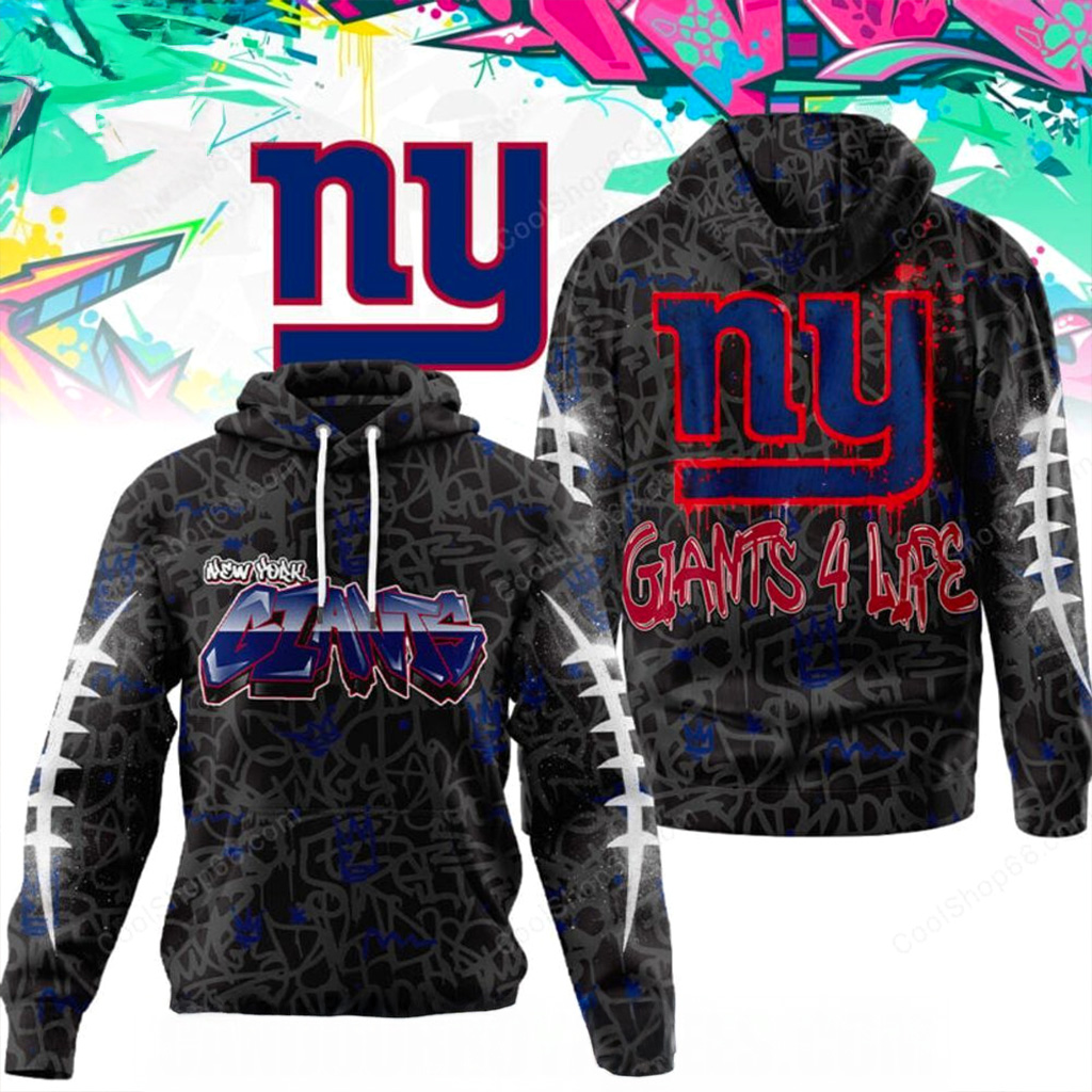 New York Giants Graffiti For Life Hoodie Giants Merch Xmas Gifts For Dad-1