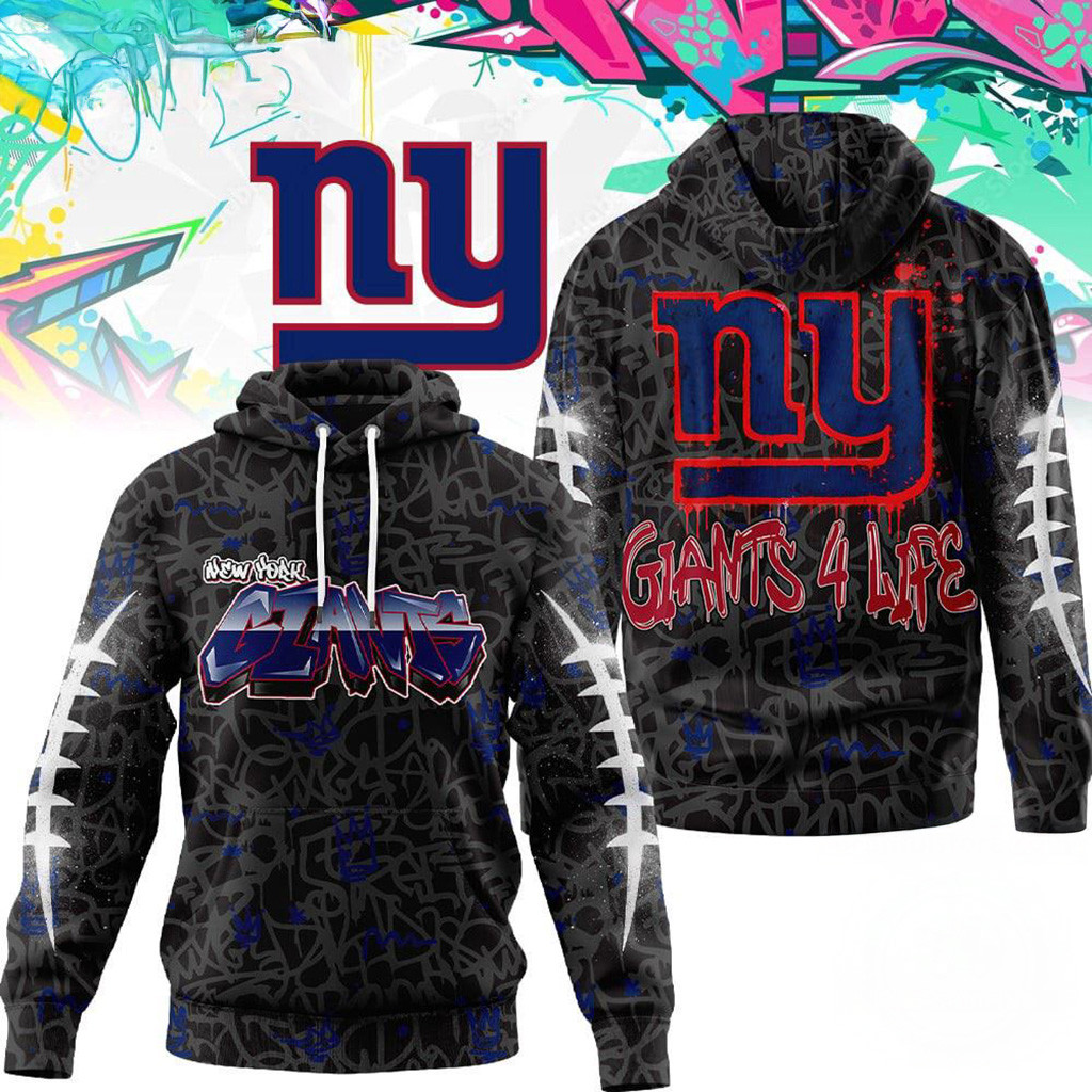 New York Giants NFL Special Graffiti My Team 4 Life Hoodie Giants Merch Gifts For Boyfriend-1