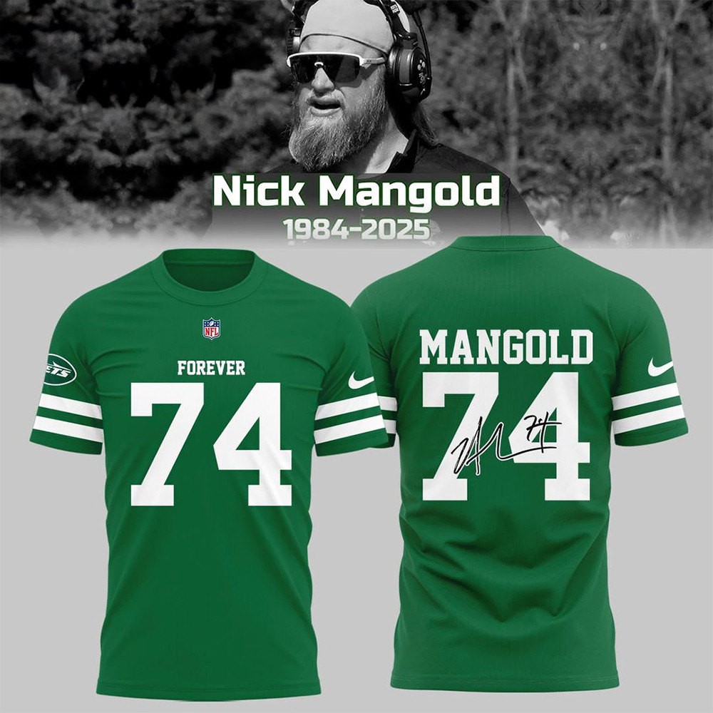 New York Jets Nick Mangold T-Shirt Forever 74 Signature Shirt Gifts For Football Lovers-1