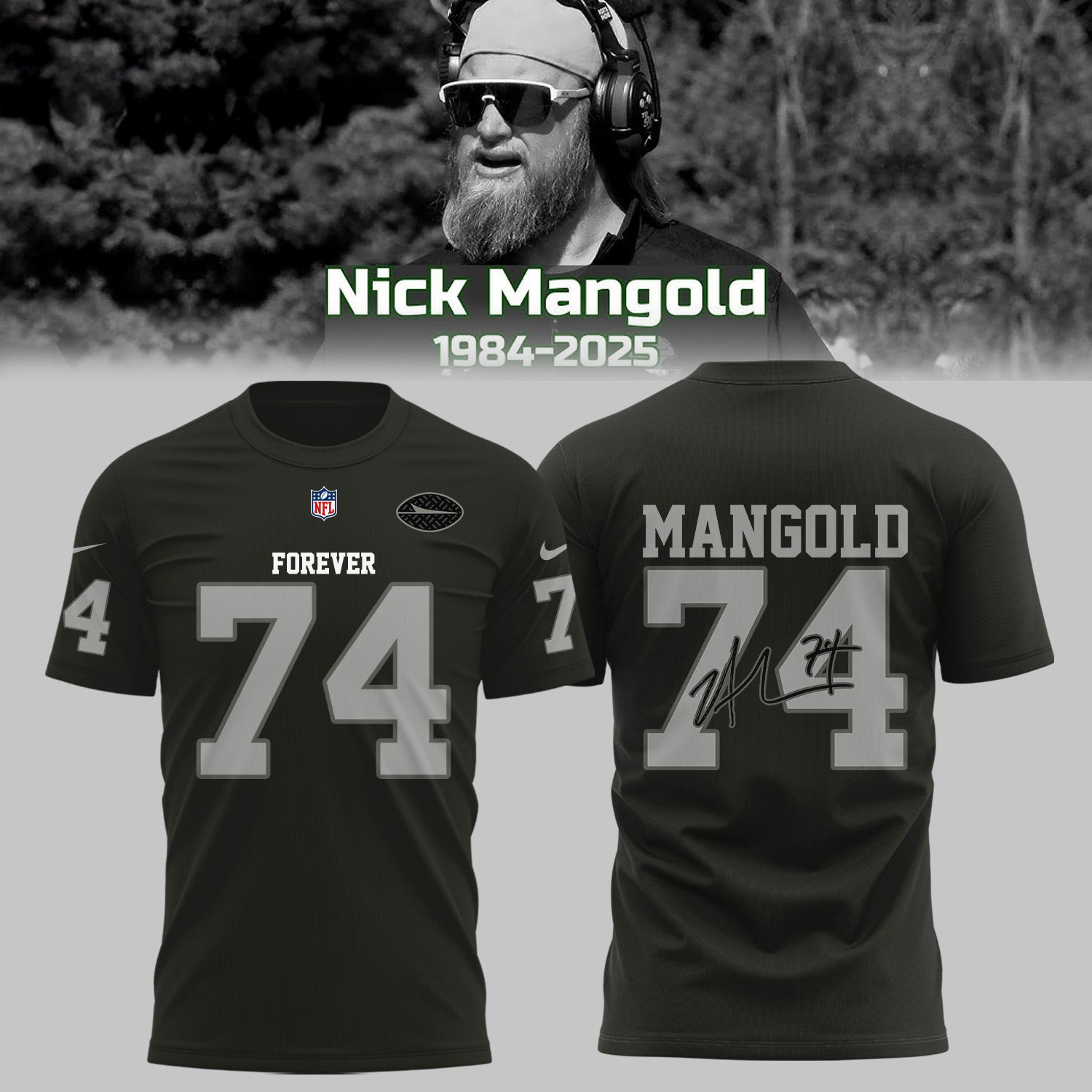 New York Jets Nick Mangold T-Shirt Nick Mangold Forever 74 Shirt Gifts For Him-1