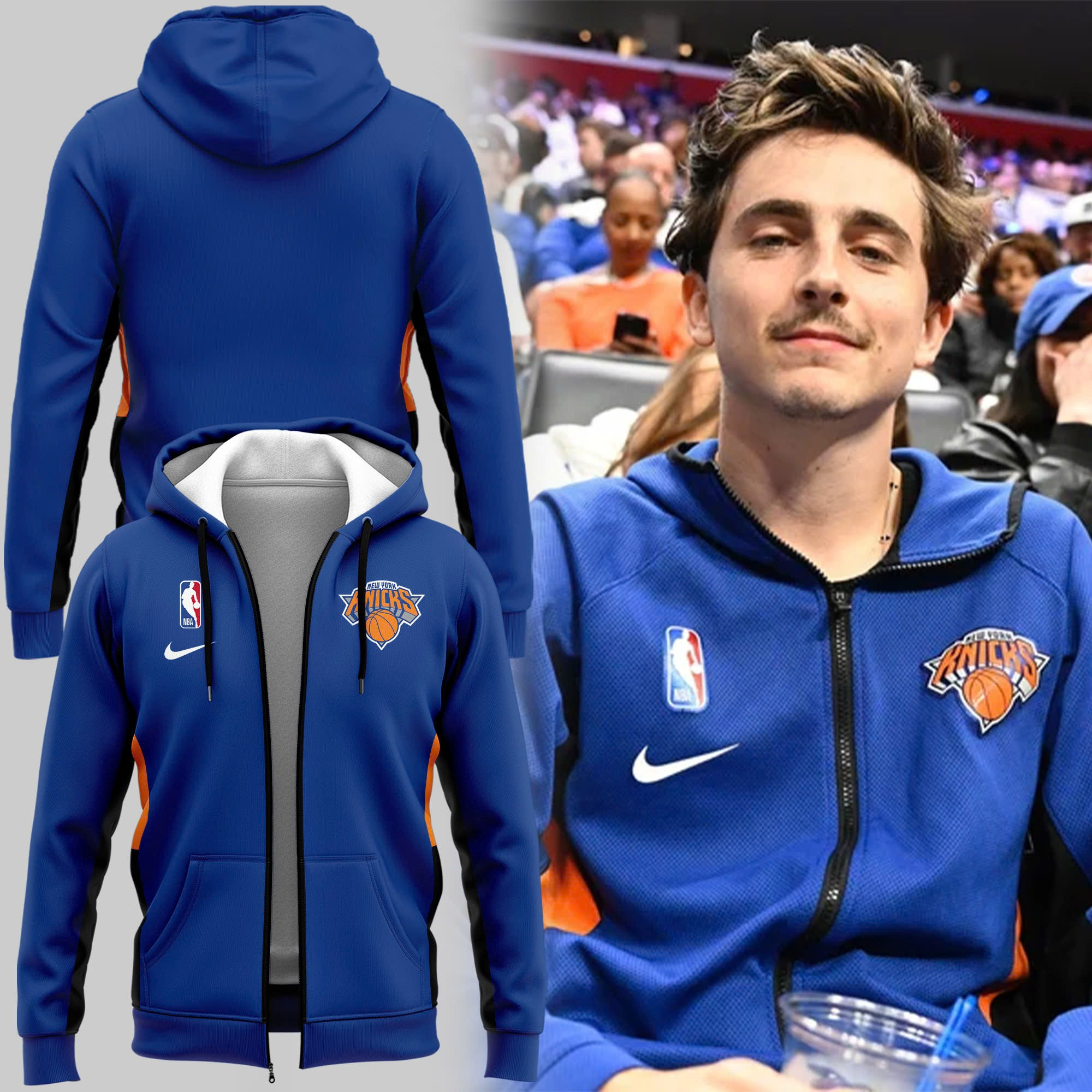New York Knicks 2025 Zip Hoodie Timothee NBA NY Knicks Merch Gifts For Fans-1