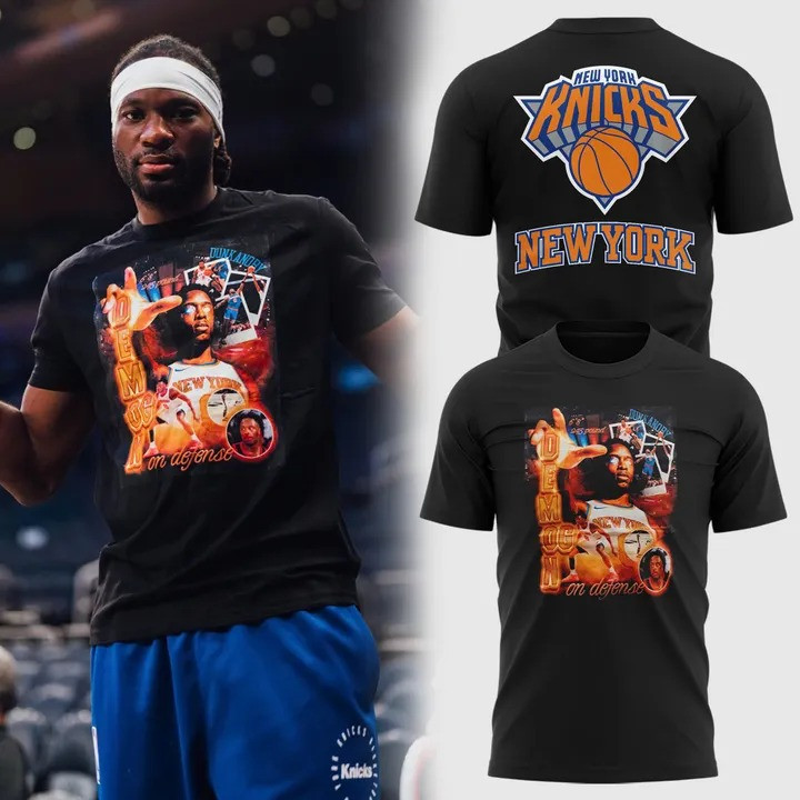 New York Knicks Demon On Defense T-Shirt Knicks Merch Basketball Lover Fan Gift Ideas-1