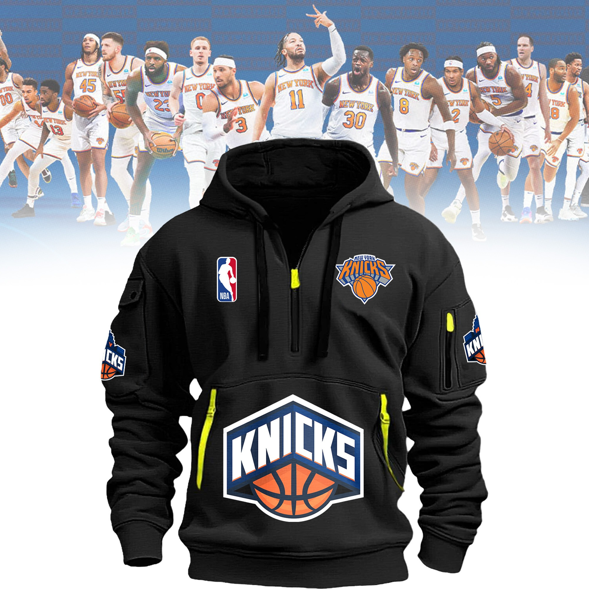 New York Knicks Quarter Zip Hoodie Half Zipper Hoodie Merch Best Gifts For Knicks Fans-1 New York Knicks Quarter Zip Hoodie Half Zipper Hoodie Merch Best Gifts For Knicks Fans-1