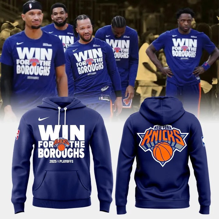 New York Knicks Win For The Boroughs 2025 NBA Playoffs Hoodie NY Knicks Fan Apparel Gifts-1