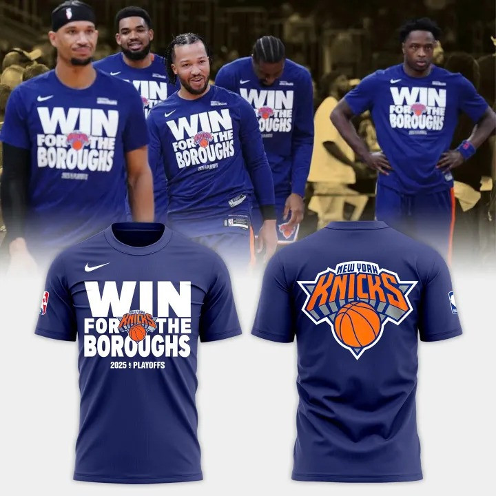 New York Knicks Win For The Boroughs 2025 NBA Playoffs T-Shirt NY Knicks Fan Gifts For Him-1