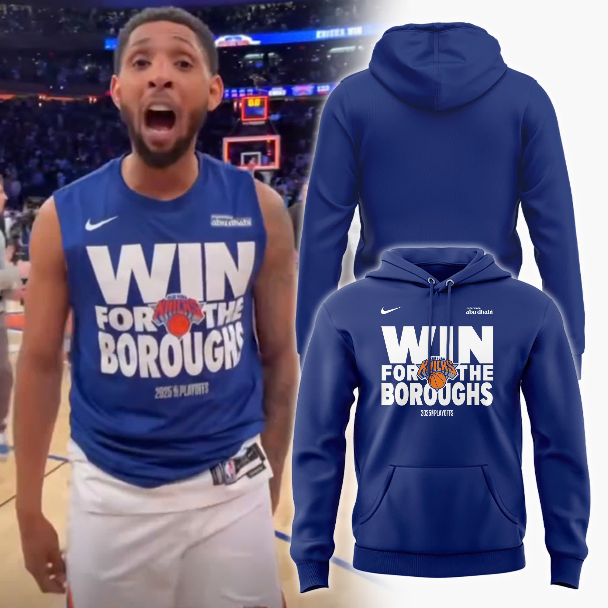 New York Knicks Win For The Boroughs NBA 2025 Playoffs Hoodie Basketball Knicks Fan Gifts-1