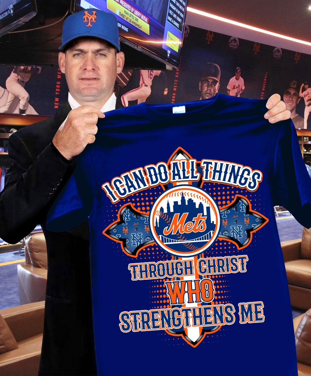 New York Mets Faith T-Shirt I Can Do All Things Through Christ Who Strengthens Me Fan Gift-1