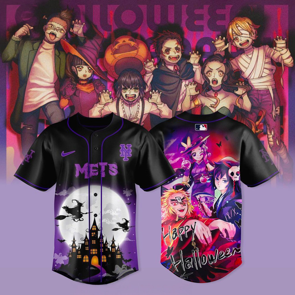 New York Mets Halloween Demon Slayer 2025 Jersey Mets Merch Gift For Baseball Lovers-1
