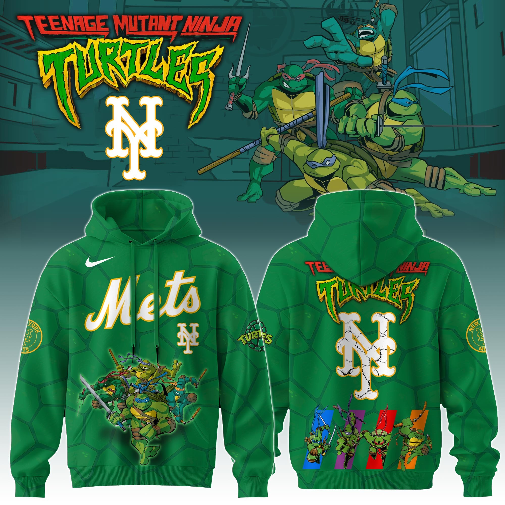 New York Mets MLB X Ninja Turtles Hoodie Baseball Ninja Turtles Lovers Gifts For Fans-1