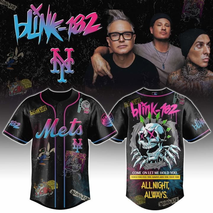 New York Mets x Blink-182 Jersey All Night Always Blink-182 Merch Gifts For Baseball Fans-1