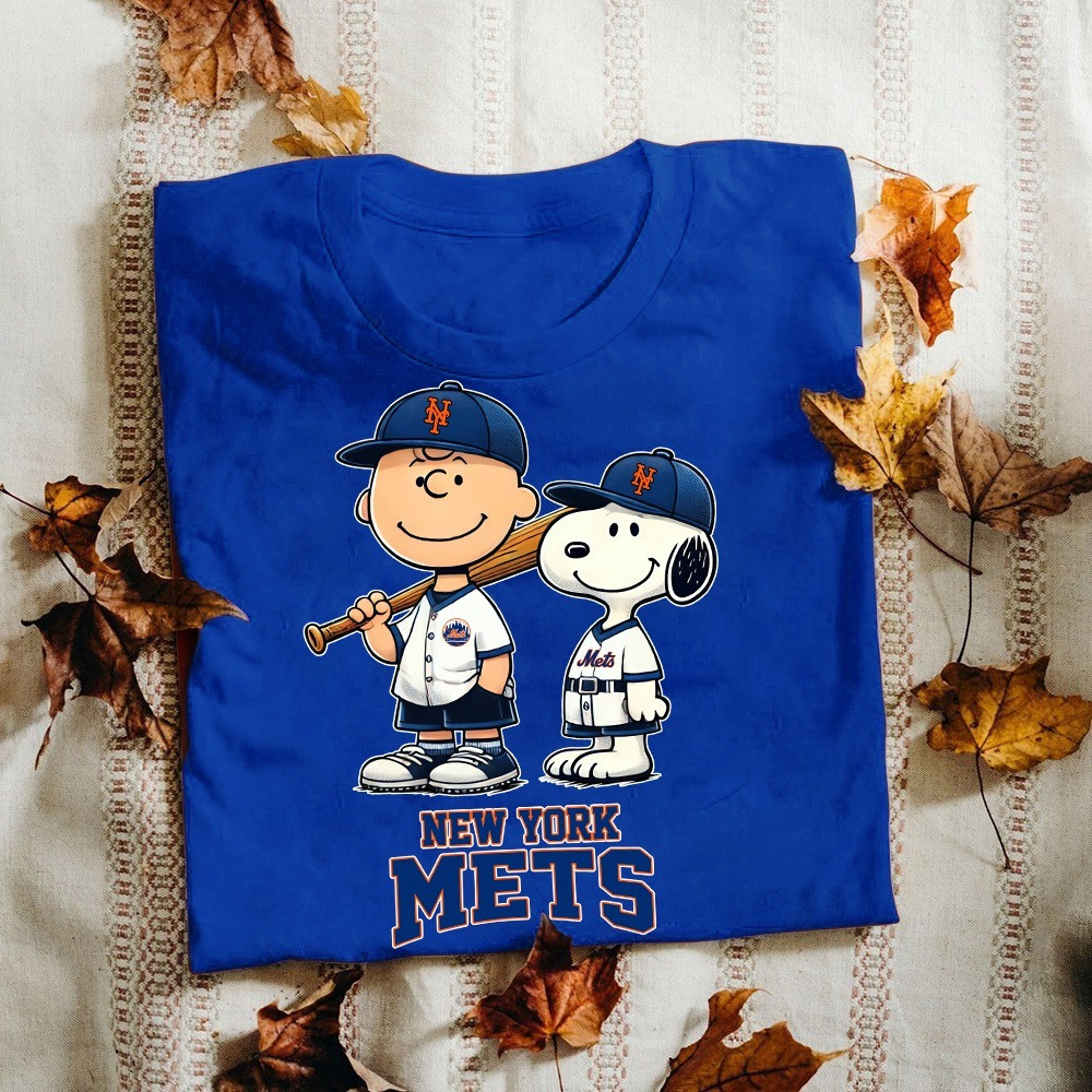 New York Mets x Peanuts Snoopy Charlie Brown T-Shirt Best Gifts For Mets Fans For Him Her-1
