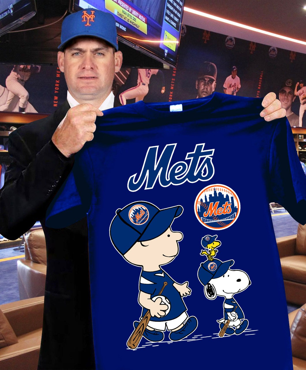 New York Mets x Peanuts Snoopy Charlie Brown T-Shirt Cute Gifts For Baseball Mets Fans-1